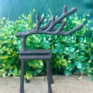 Vintage Rustic Metal Twig Reindeer Sculpture Dark Brown 7.5”